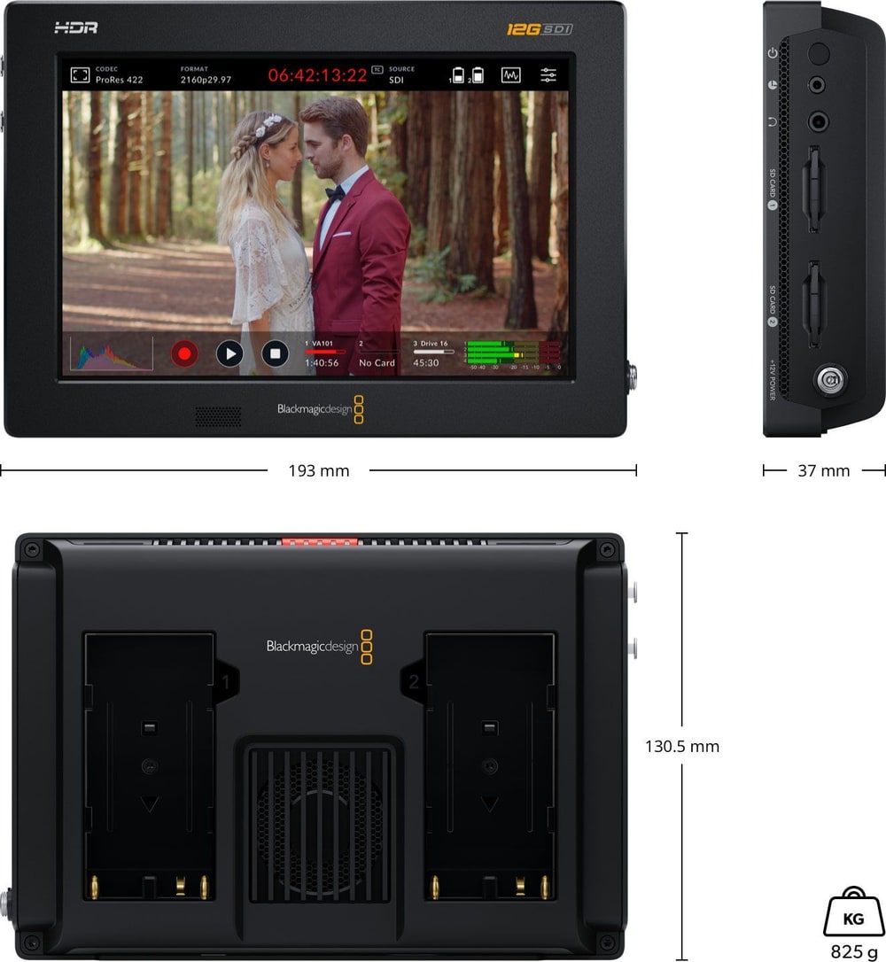 Video Assist 7″ 12G HDR – Mere in teža