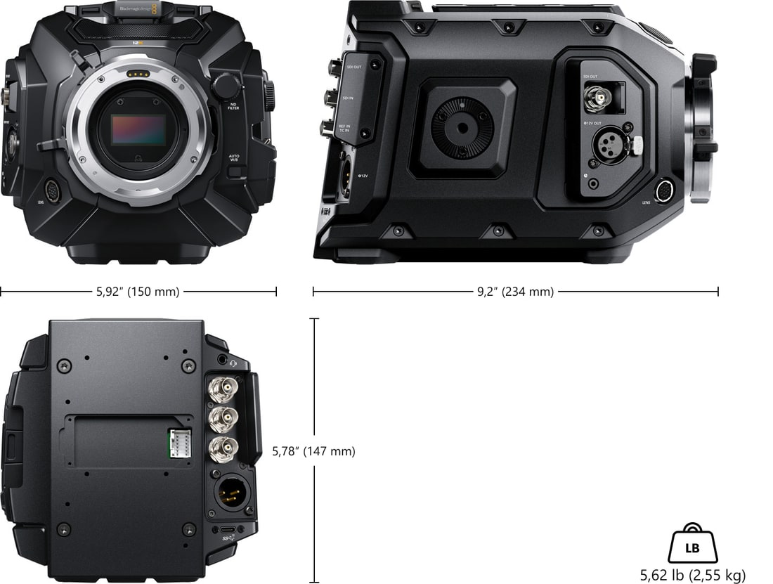 Blackmagic URSA Mini Pro 12K – Mere in teža