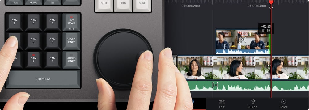 DaVinci Resolve Speed Editor – Tipke kamer in Live Override
