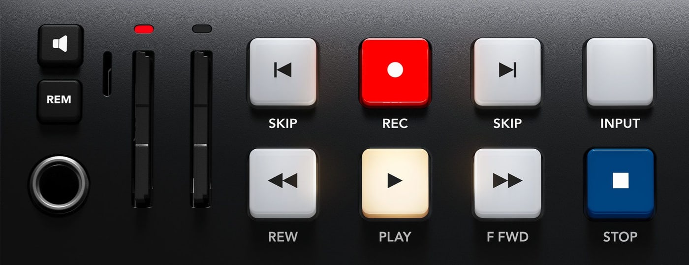 HyperDeck Studio HD Plus – Upravljanje kot pri oddajnih magnetoskopih