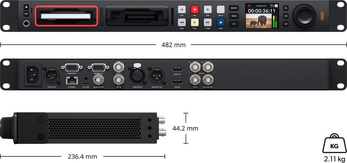 HyperDeck Studio HD Pro – Mere in teža