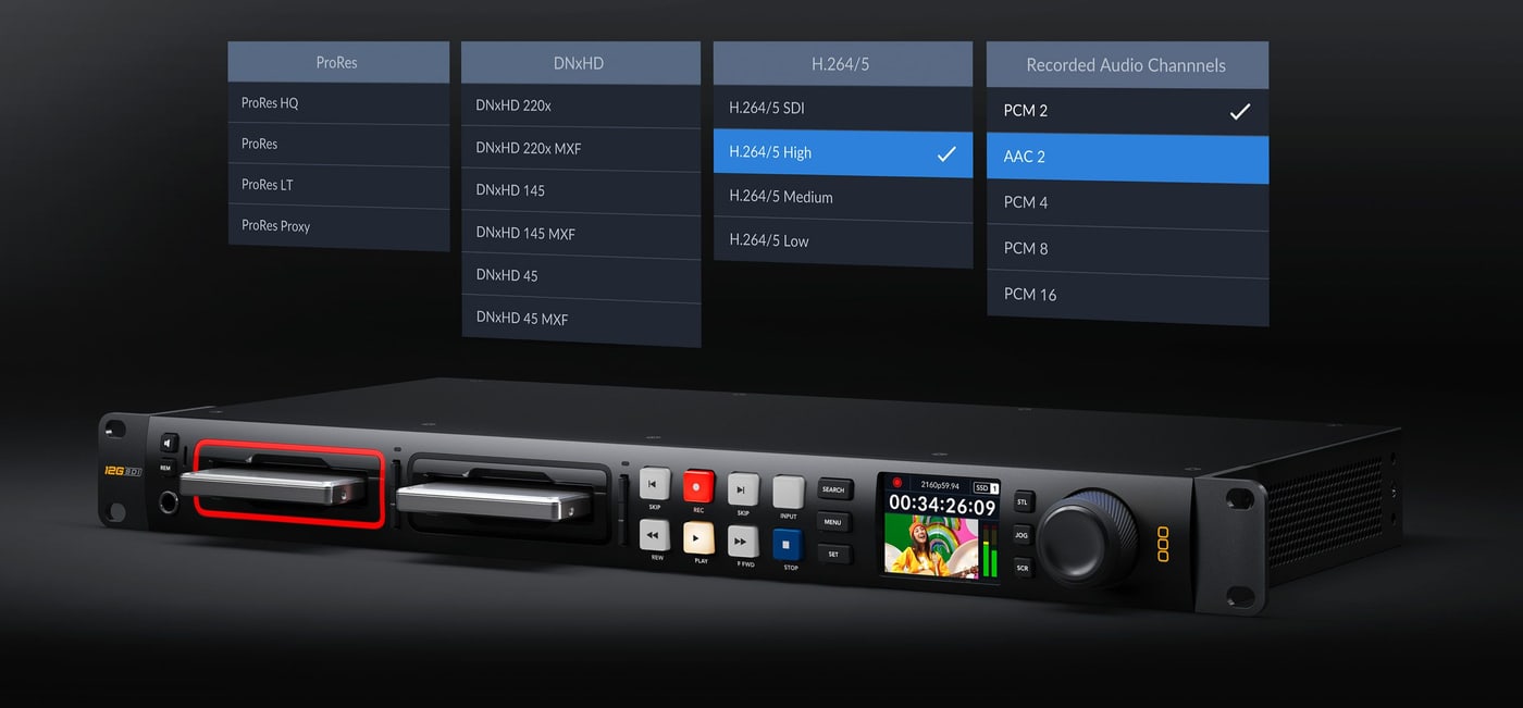 HyperDeck Studio 4K Pro – H.265, ProRes in DNx do 2160p60