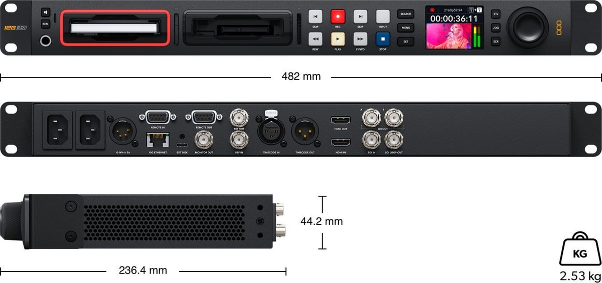 HyperDeck Studio 4K Pro – Mere in teža