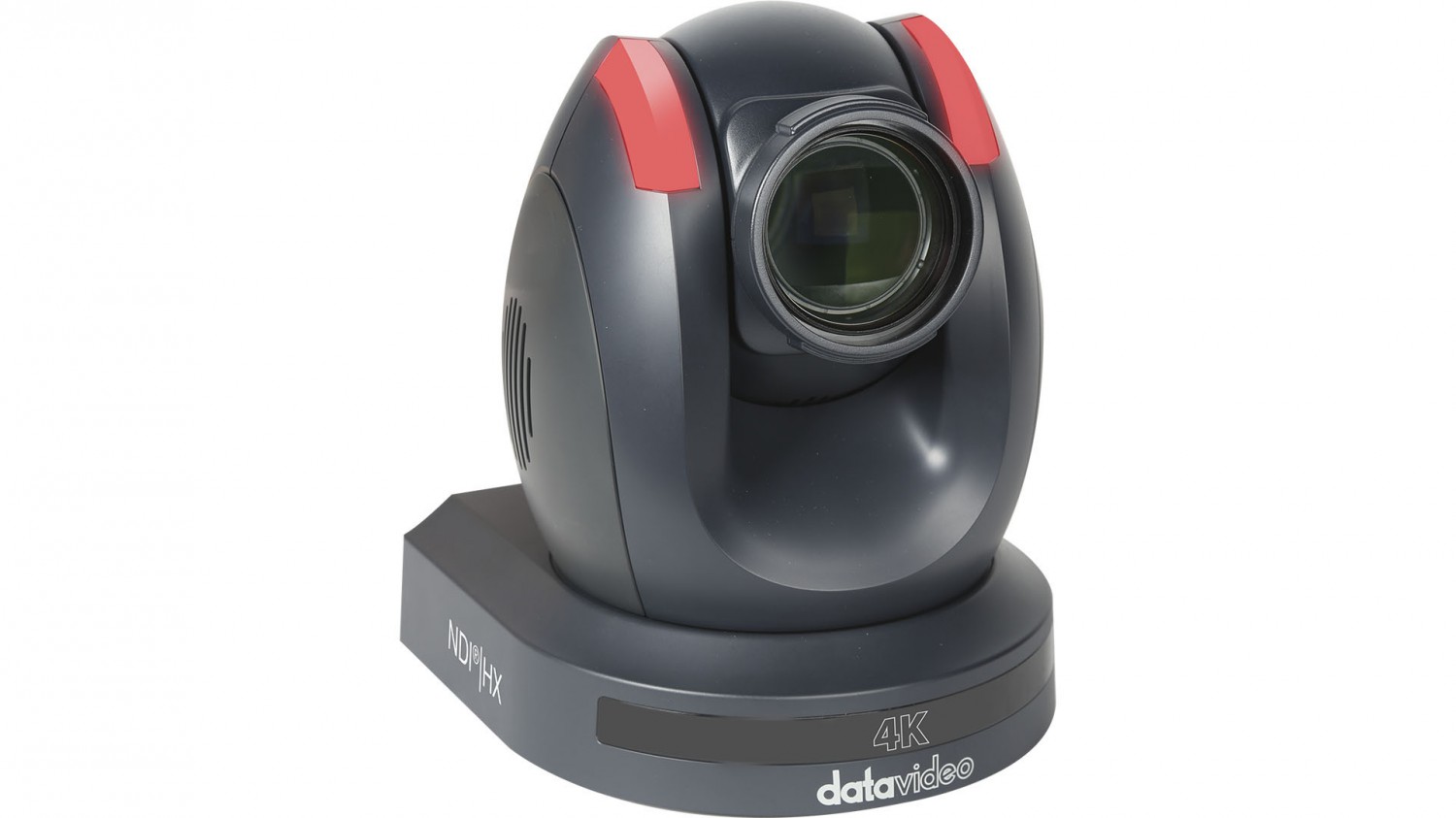 Datavideo PTC-280NDI, tmavě modrá 4K PTZ kamera, pohled zepředu