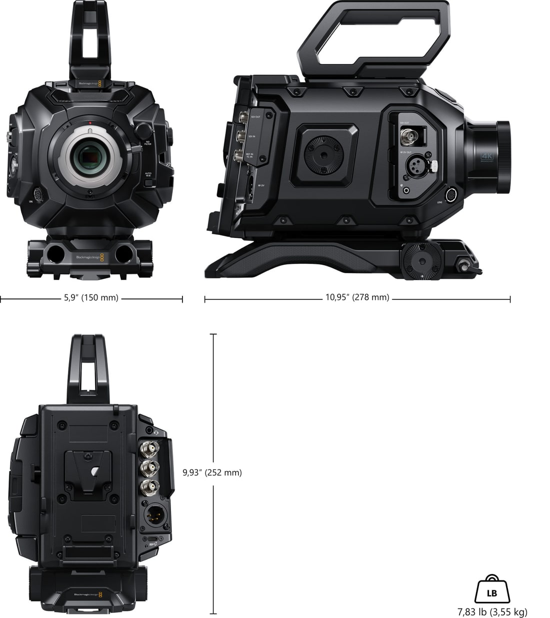 Blackmagic URSA Broadcast G2 – Mere in teža