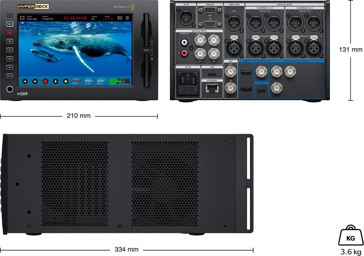 HyperDeck Extreme 4K HDR – Mere in teža