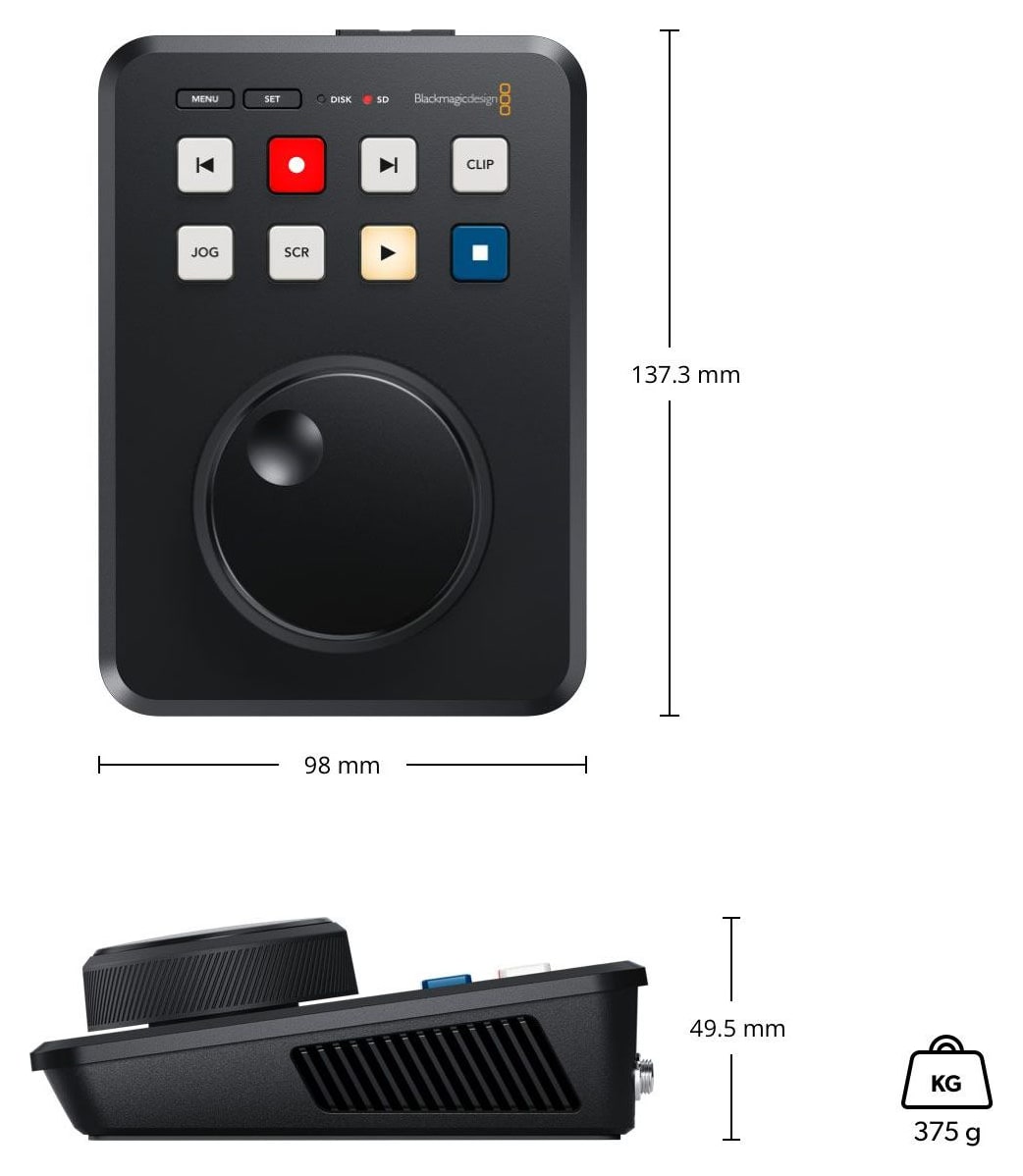 HyperDeck Shuttle HD – Mere in teža