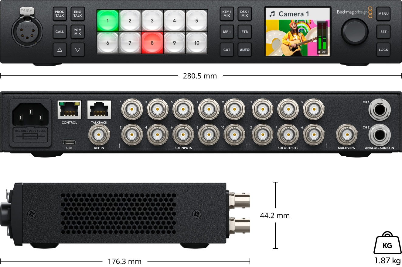 ATEM 1 M/E Constellation HD – Mere in teža