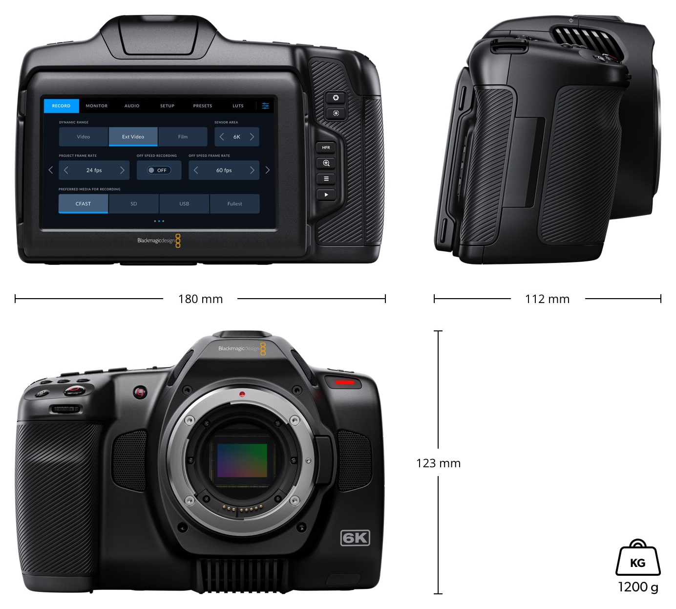 Blackmagic Pocket Cinema Camera 6K G2 – Mere in teža