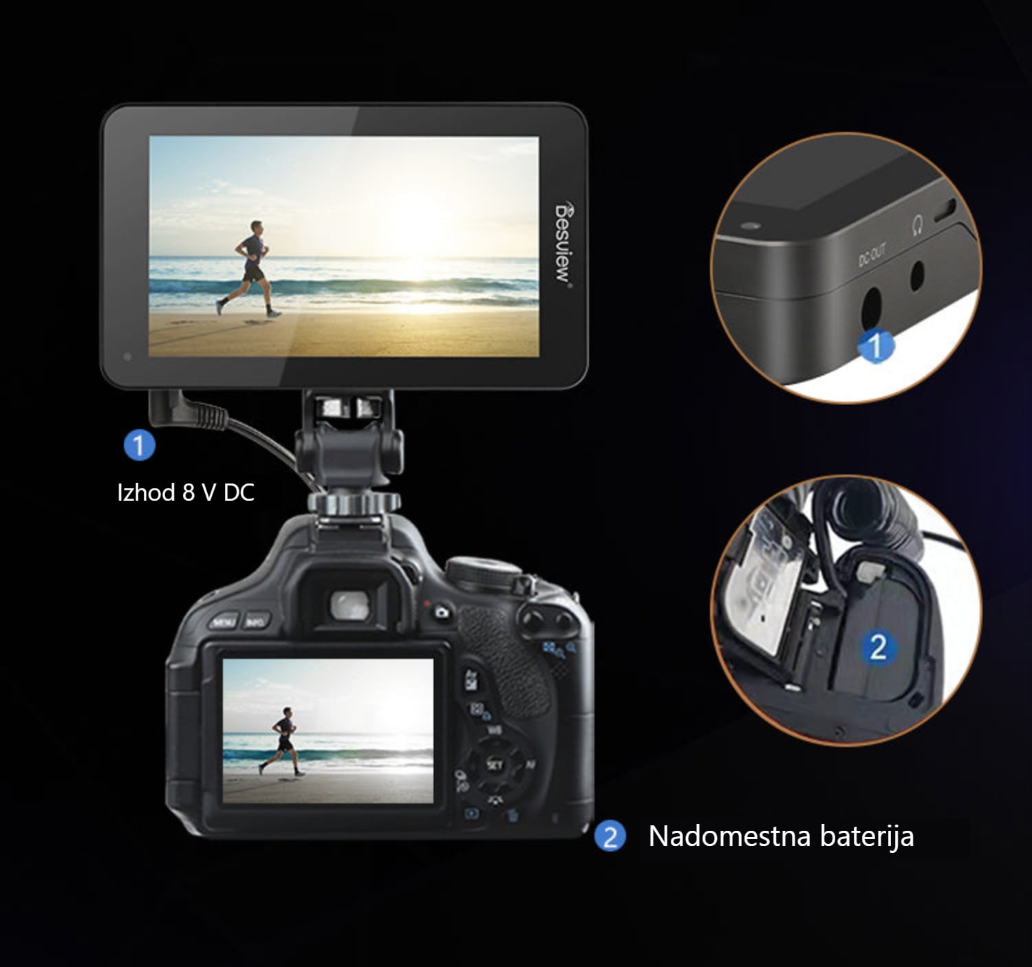 Desview U6 – Napajanje fotoaparata 8 V DC
