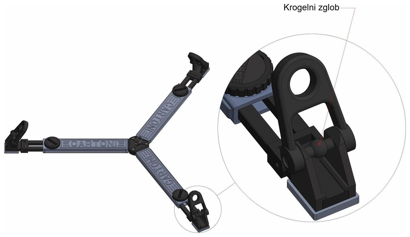 Cartoni S832/F talni razpornik ENG/EFP, fleksibilen – Krogelni zglob