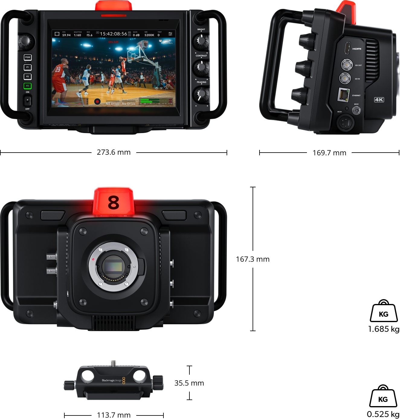 Blackmagic Design Studio Camera 4K Pro G2 – Mere in teža
