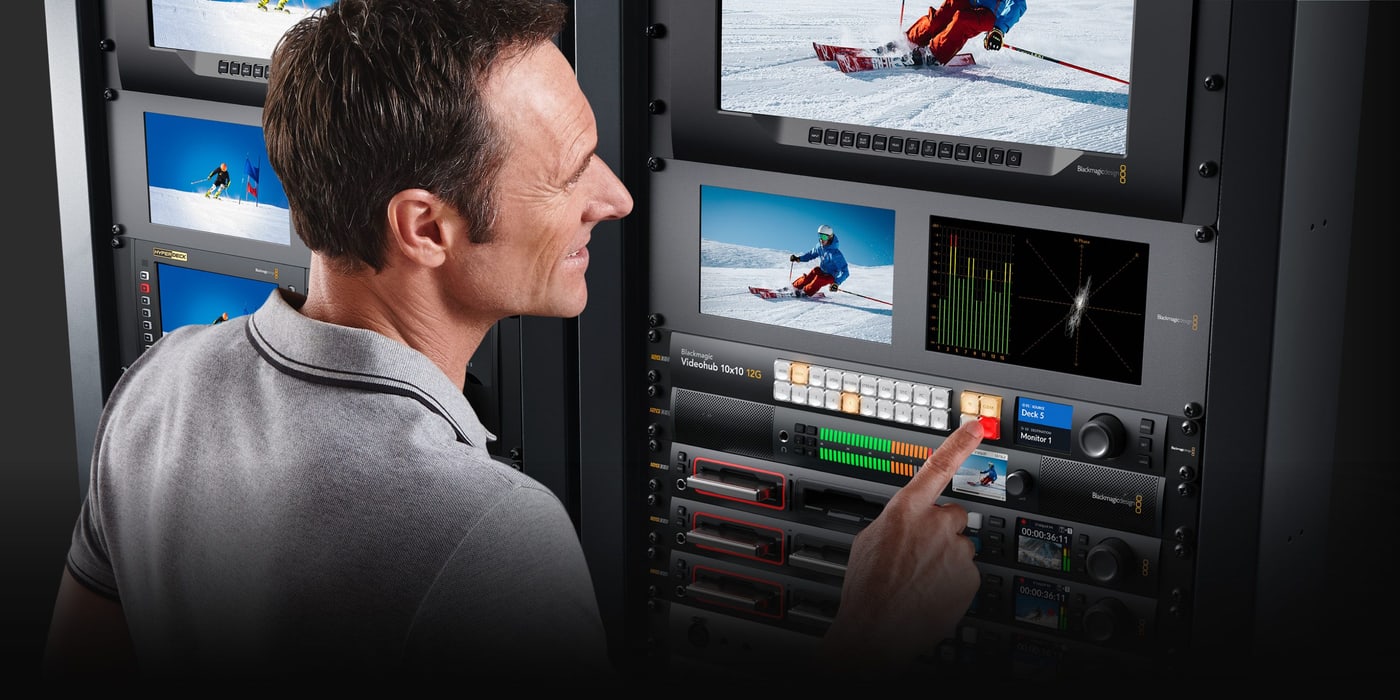 Blackmagic Videohub 10x10 12G – Usmerjanje brez prestavljanja kablov