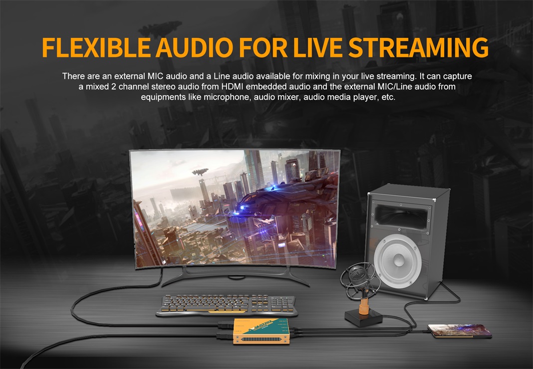 AVMATRIX UC2218-4K zvok za live streaming