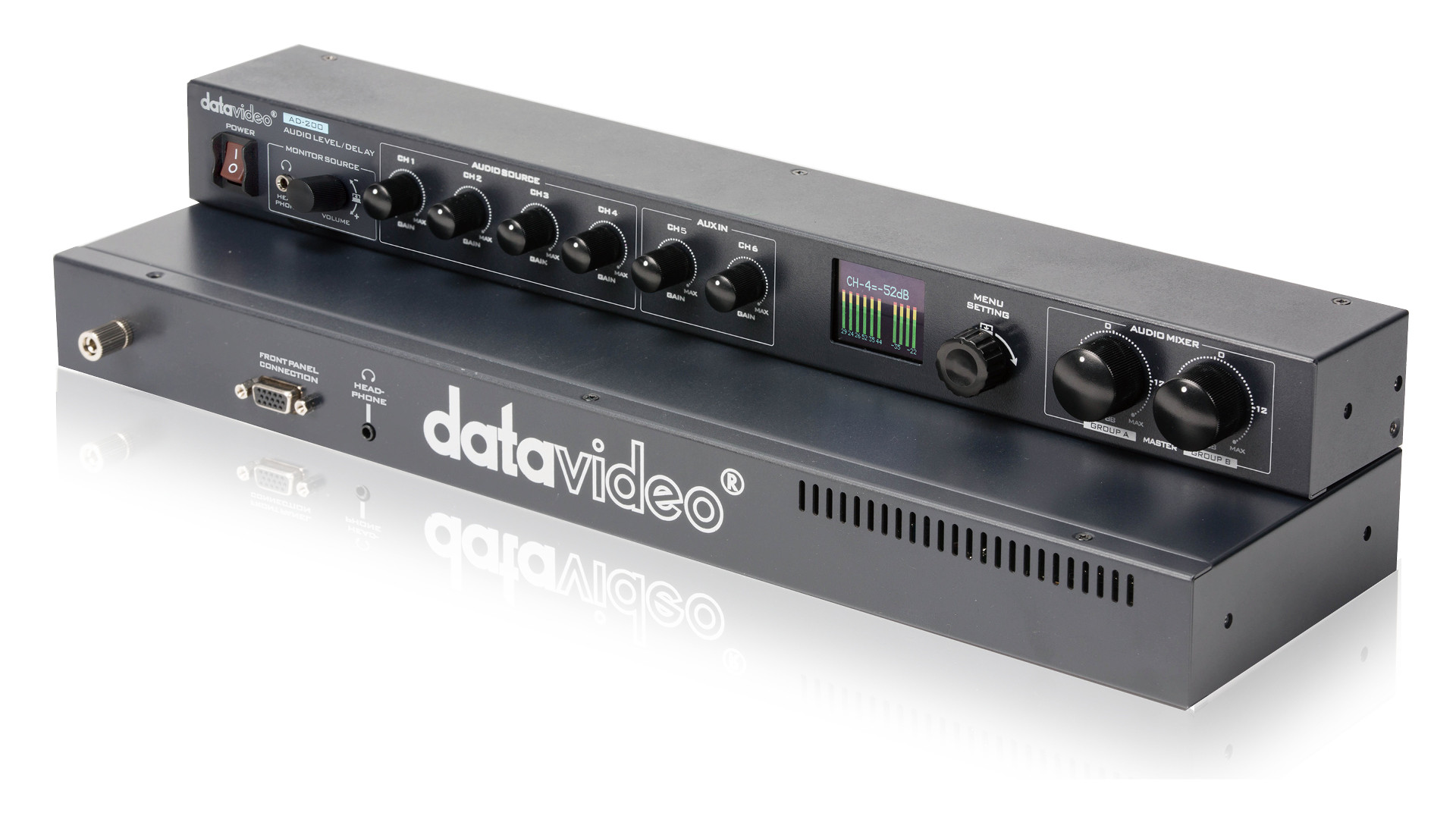 Datavideo AD-200, šestkanalni zvočni mešalnik in enota za zakasnitev