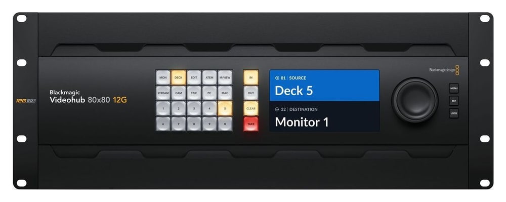 Blackmagic Videohub 80x80 12G – Živa slika na zaslonu LCD pred preklopom
