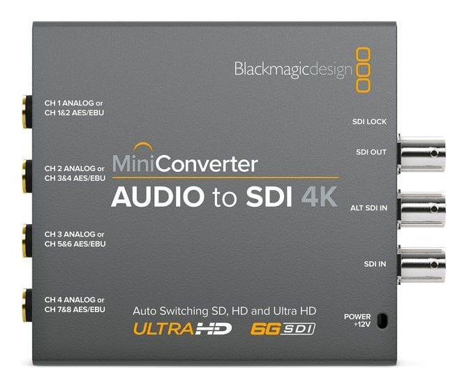 Mini Converter Audio to SDI 4K – Štirje analogni kanali ali osem AES/EBU