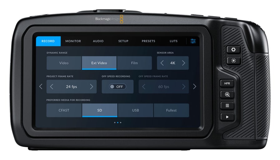 Blackmagic Pocket Cinema Camera 4K – 5″ zaslon na dotik in Blackmagic OS