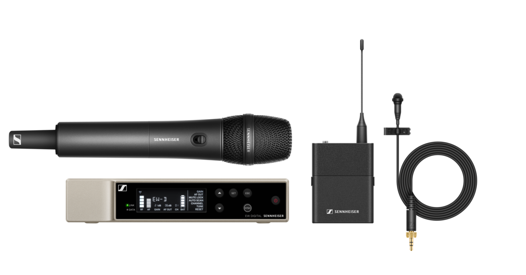 Sennheiser EW-D ME2/835-S SET R1-6 s sprejemnikom, naglavnim mikrofonom ME 2, bodypackom in ročnim oddajnikom s kapsulo MMD 835