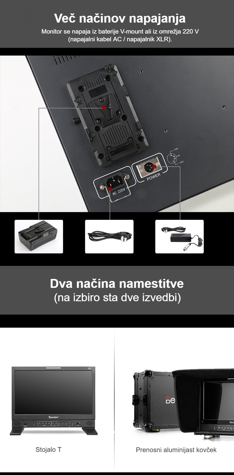 Napajanje in dve izvedbi