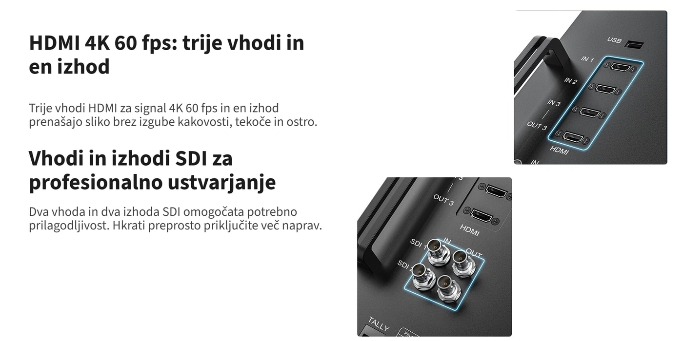 Vhodi in izhodi HDMI in SDI