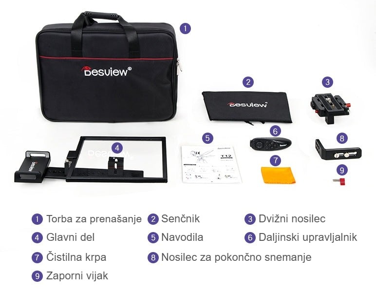 1 × glavni del teleprompterja Desview T12