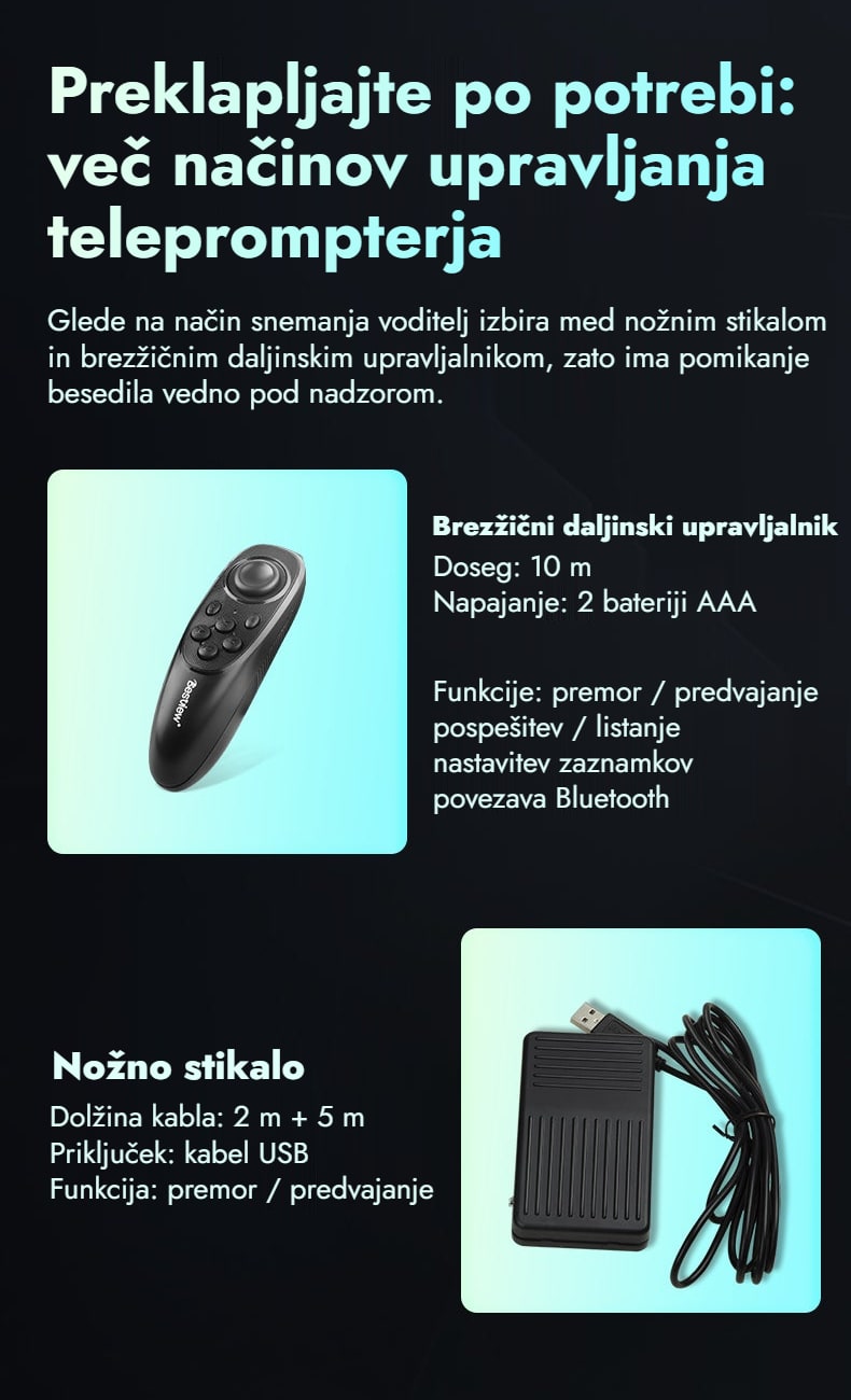 Daljinski upravljalnik in nožno stikalo