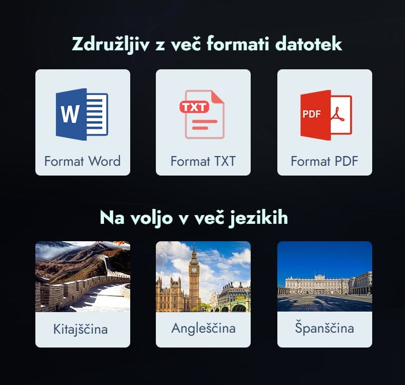 Združljiv z več formati datotek