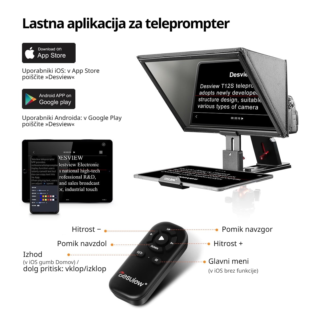 Aplikacija Desview in daljinski upravljalnik