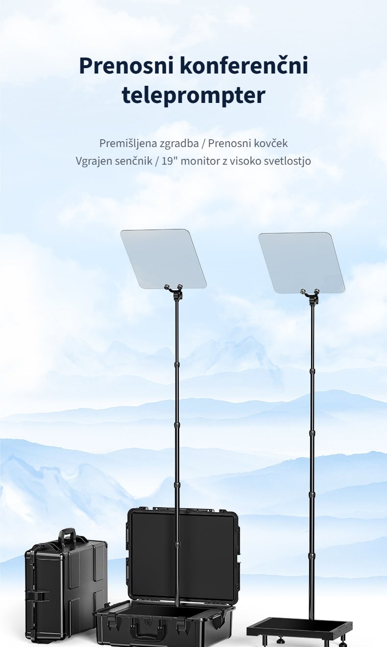 Celoten teleprompter v enem kovčku