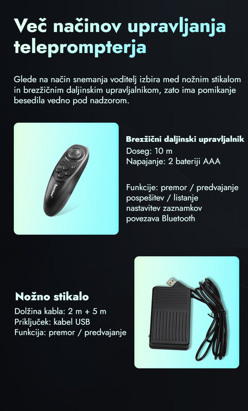 Daljinski upravljalnik in nožno stikalo