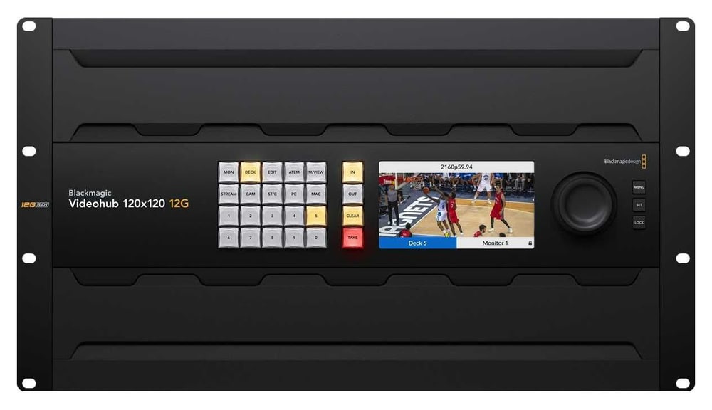 Blackmagic Videohub 120x120 12G – Živa slika na zaslonu LCD pred preklopom