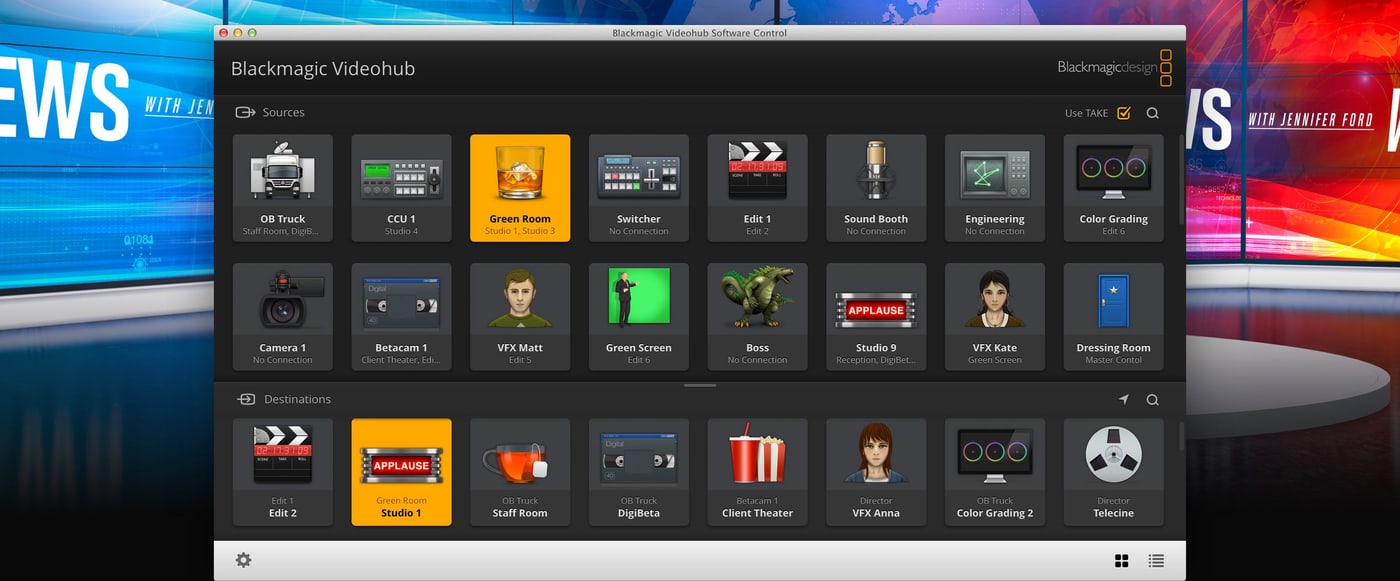Blackmagic Videohub 120x120 12G – Upravljanje z Maca, Windows in iPada
