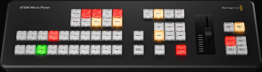 ATEM Micro Panel – Keyerji, makri in izbira M/E