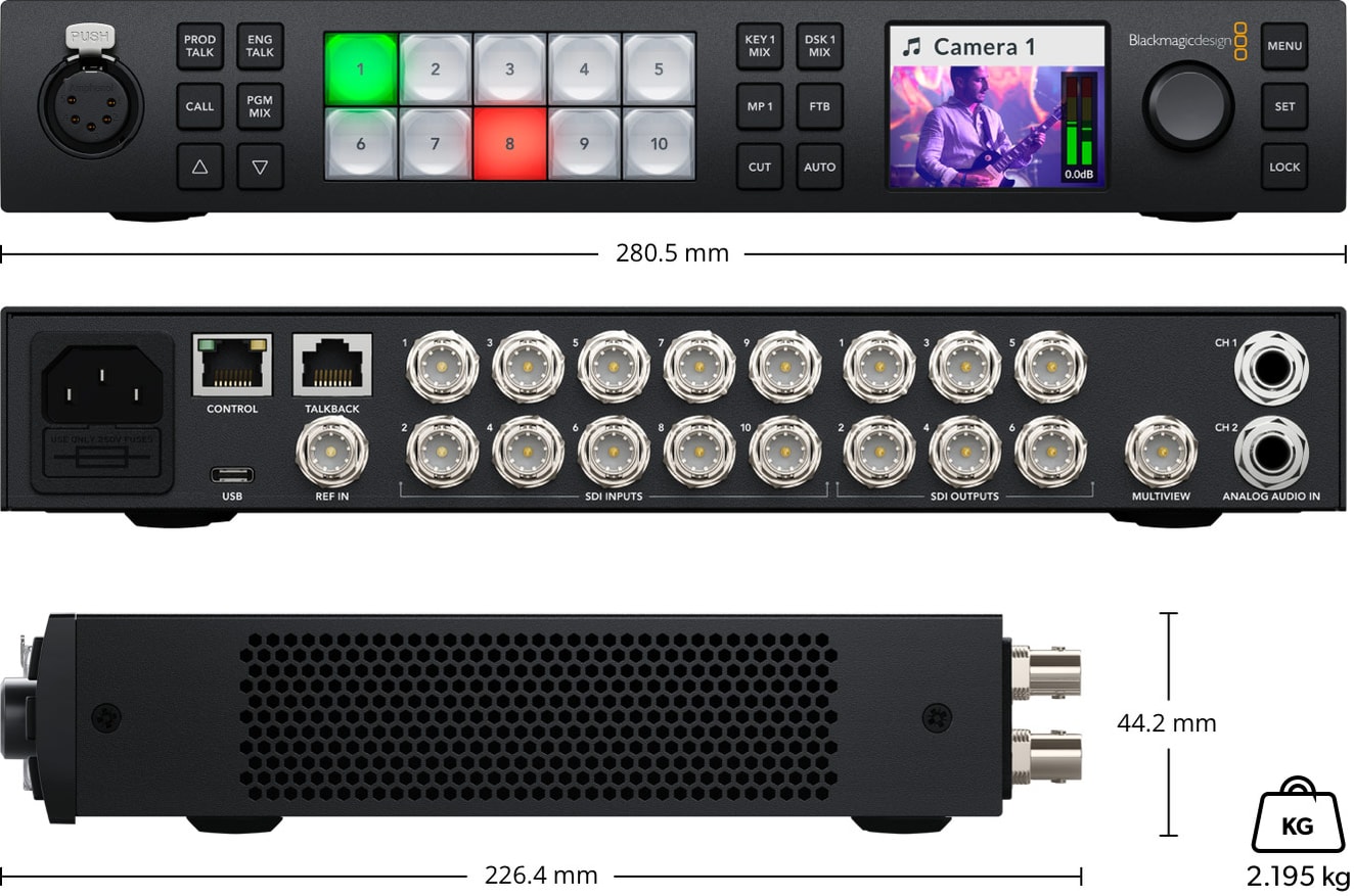 ATEM 1 M/E Constellation 4K – Mere in teža