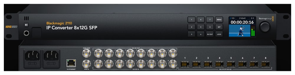 Blackmagic 2110 IP Converter 8x12G SFP – Osem kanalov v obe smeri