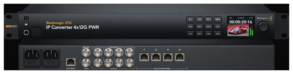 Blackmagic 2110 IP Converter 4x12G PWR – Programski vhod in 16 zvočnih kanalov