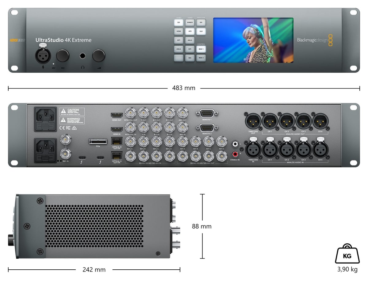 Blackmagic Design UltraStudio 4K Extreme 3 – Mere in teža