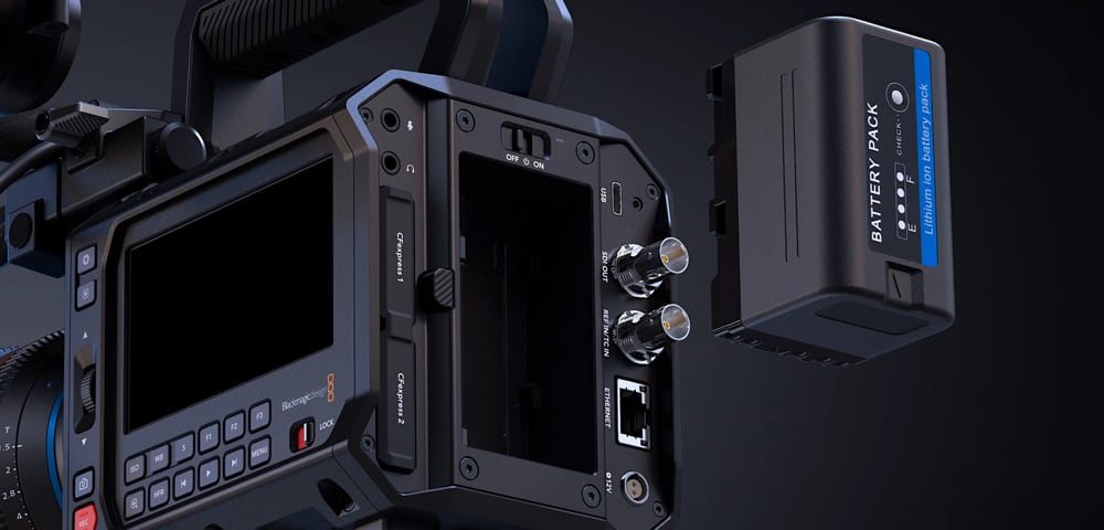 Blackmagic PYXIS 12K PL – Baterije BP-U in zaklenljiv vhod DC