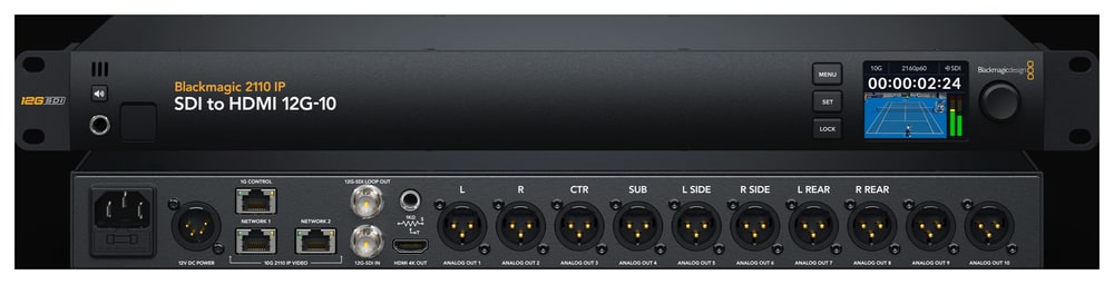 Blackmagic 2110 IP SDI to HDMI 12G-10 – Deset izhodov za prostorski zvok