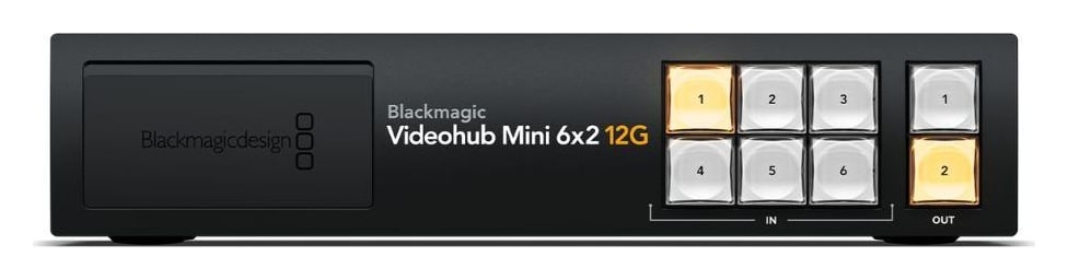 Blackmagic Videohub Mini 6x2 12G – Sprednja plošča za hitre posege