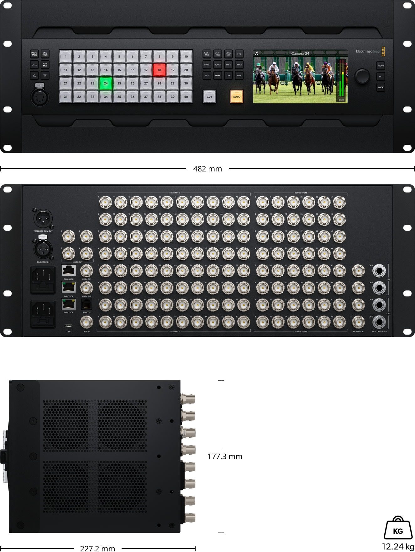 ATEM 4 M/E Constellation 4K Plus – Mere in teža
