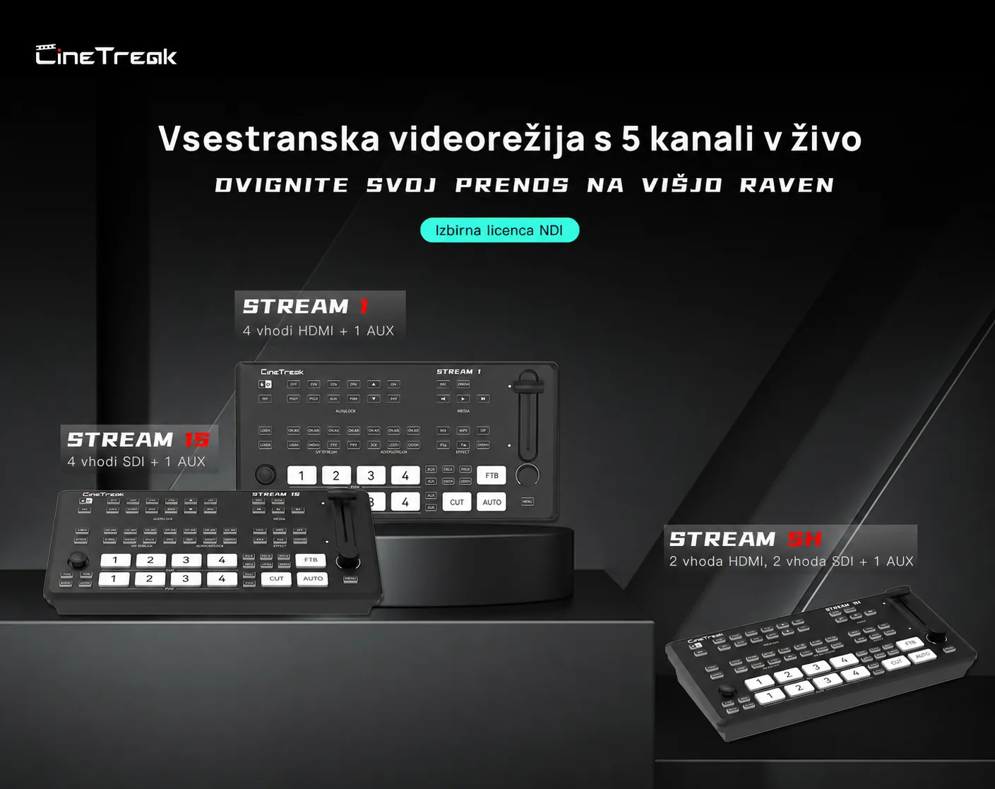 Lokalizované srovnání řady CineTreak Stream