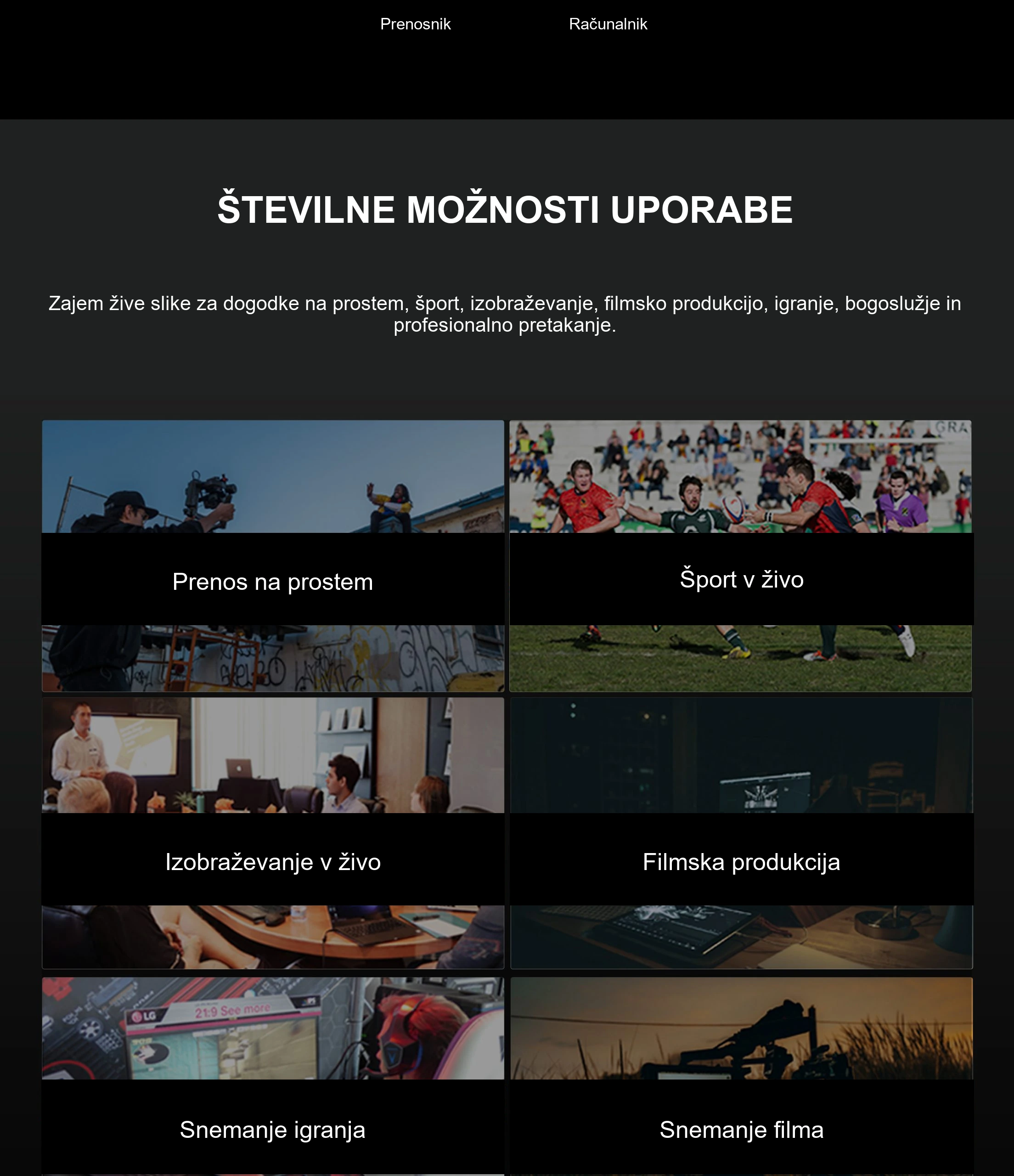 Zasnovano za produkcijo v živo