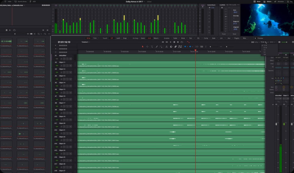 DaVinci Resolve Studio – Prostorski zvok in Dolby Atmos