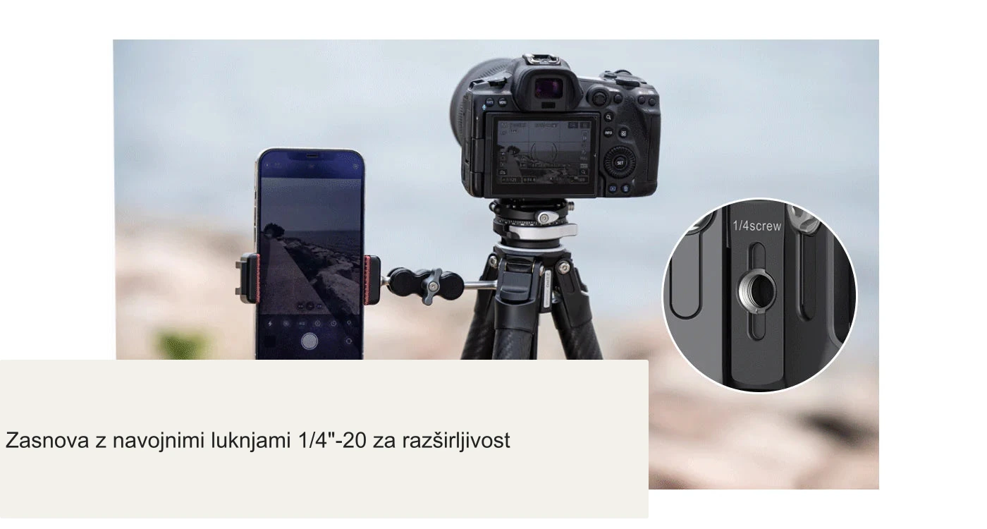Zasnova z navojnimi luknjami 1/4"-20 za razširljivost