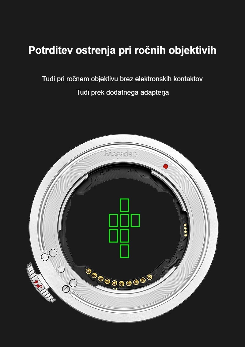 Megadap ETZ21 Pro+ – Potrditev ostrenja pri ročnih objektivih