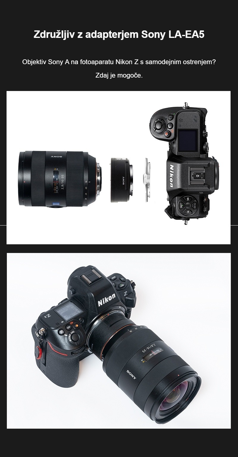 Megadap ETZ21 Pro+ – Objektivi Sony A prek adapterja Sony LA-EA5