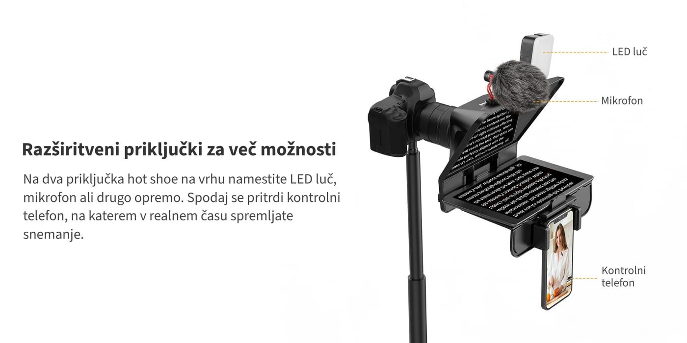 Dva priključka hot shoe in kontrolni telefon