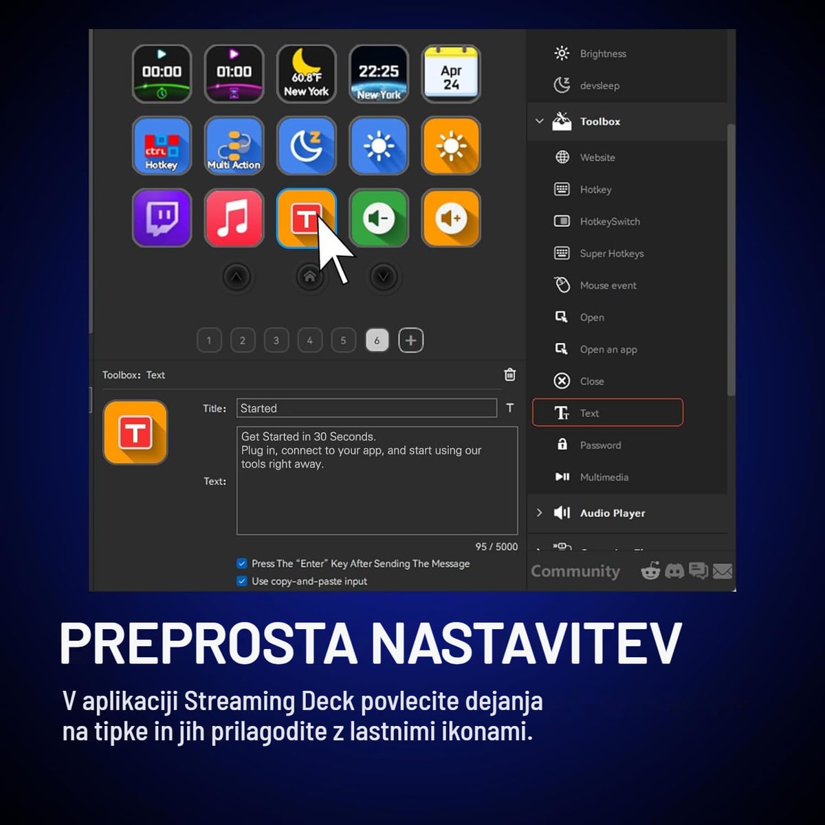 Nastavitev v aplikaciji Streaming Deck